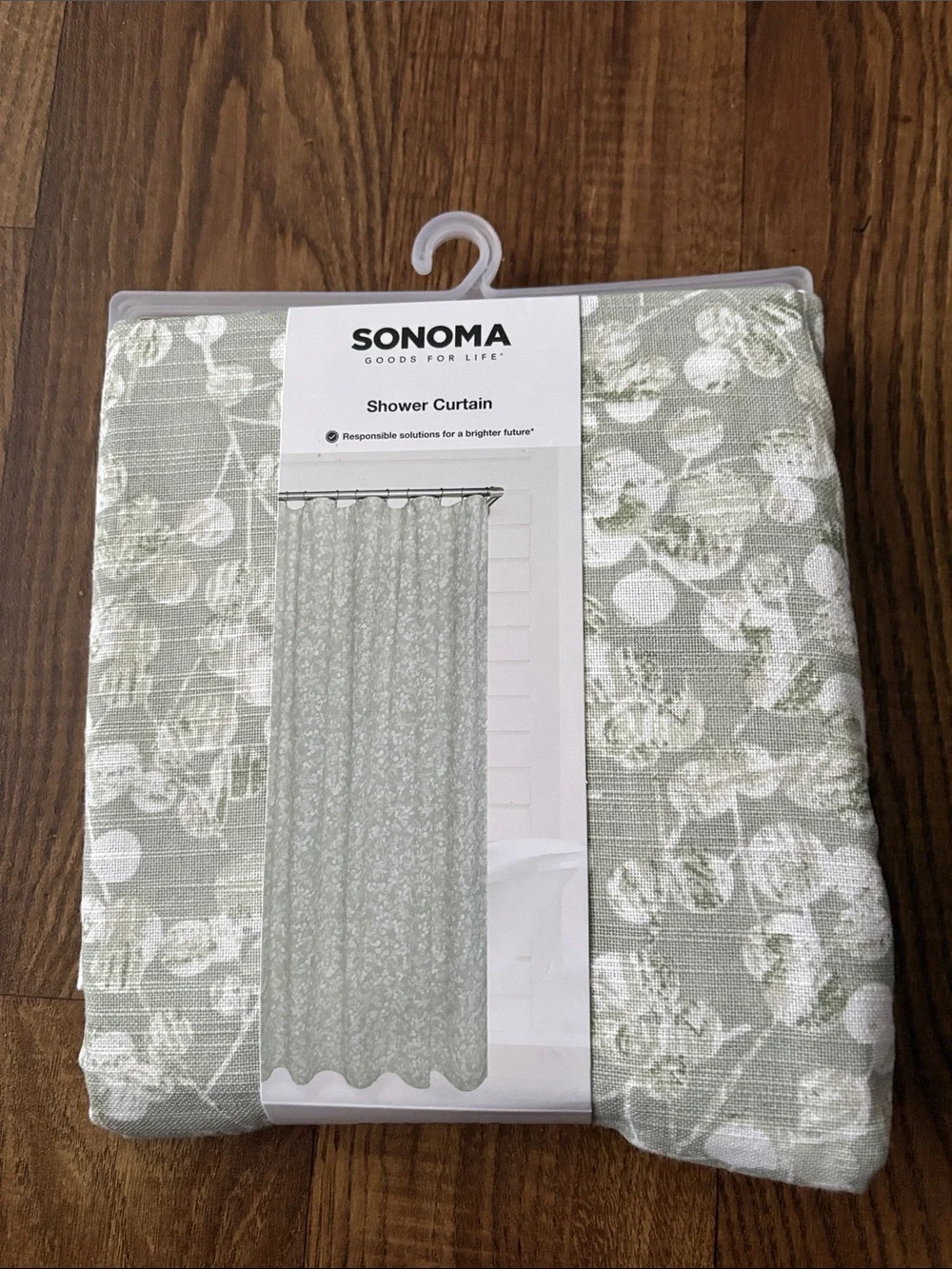 Sonoma Sage Green and White Botanical Shower Curtain